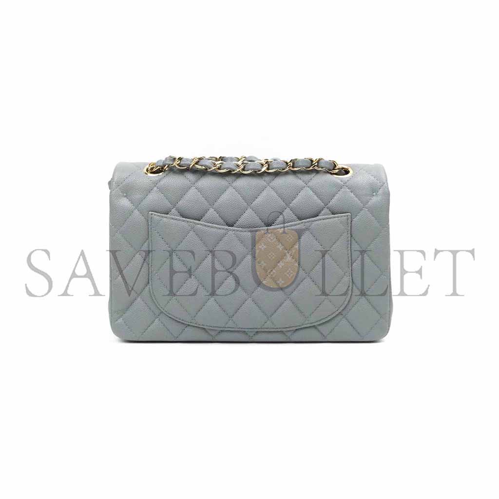 CHANEL CLASSIC SMALL FLAP GREY CAVIAR LIGHT GOLD HARDWARE A37586 (23*14.5*6cm)